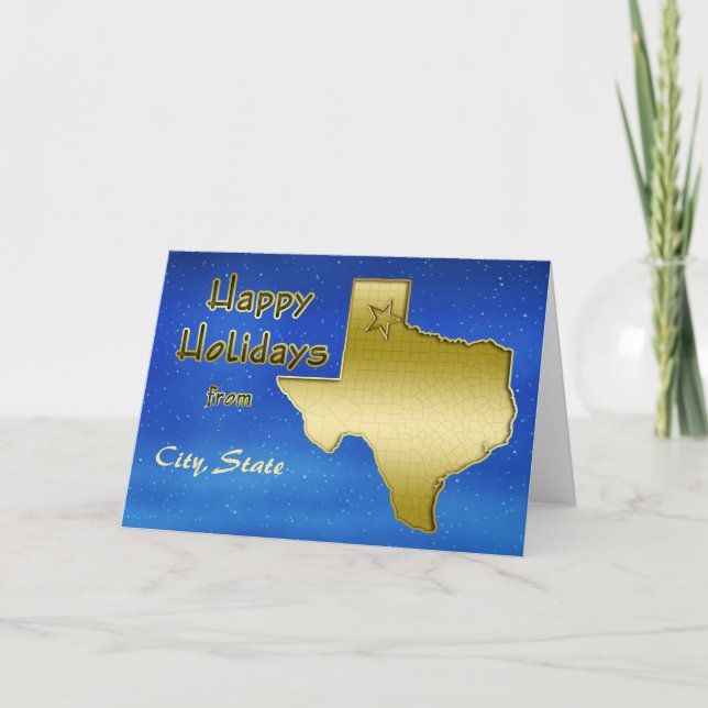 Tarjeta Festiva Personalizado del mapa del cielo azul de Texas (Anverso)