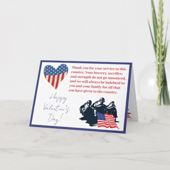 Tarjeta Festiva Personalizado Día de San Valentín Patriótico (Anverso)