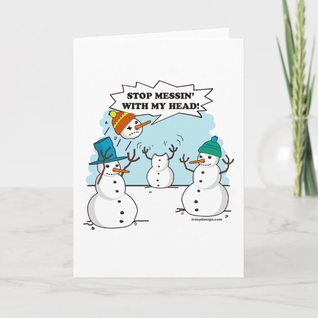 Tarjeta Festiva Personalizado divertida de invierno de Snowmen (Anverso)
