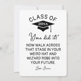 Tarjeta Festiva Personalizado divertida de Wizard Robe y Gorra Gra