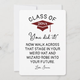 Tarjeta Festiva Personalizado divertida de Wizard Robe y Gorra Gra