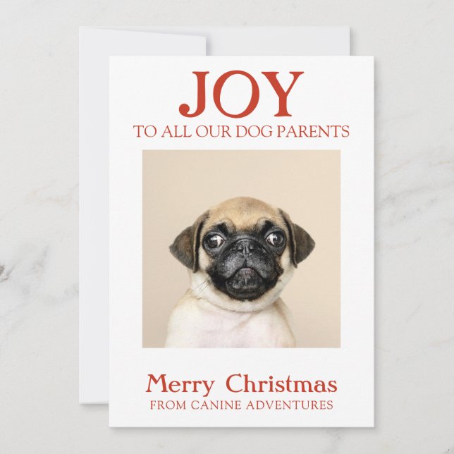 Tarjeta Festiva Personalizado Dog Photo Joy Dog Walker (Anverso)