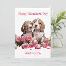 Personalizado Dos Beagles con Rosa Rosa Rosa Valen