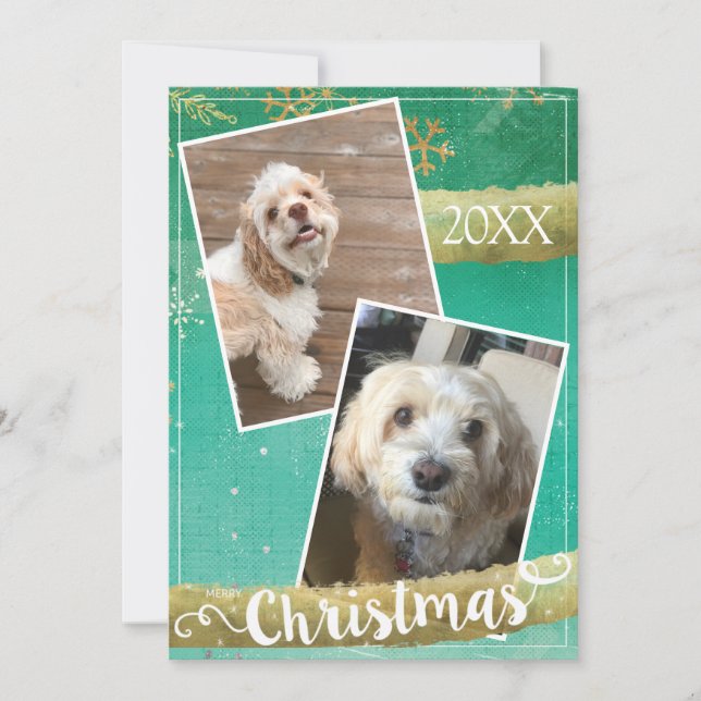 Tarjeta Festiva Personalizado Dos Navidades de fotografía (Anverso)