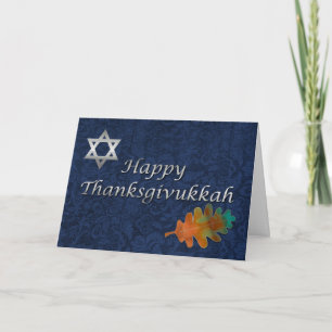 Tarjeta Festiva Personalizado elegante de Thanksgivukkah del