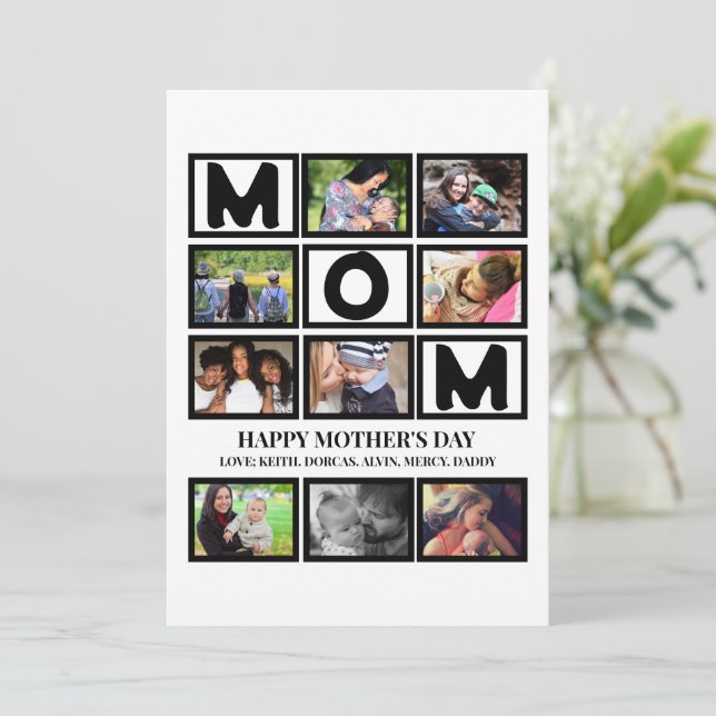 Tarjeta Festiva Personalizado elegante Feliz Día de la Madre 9 Col (Anverso de pie)