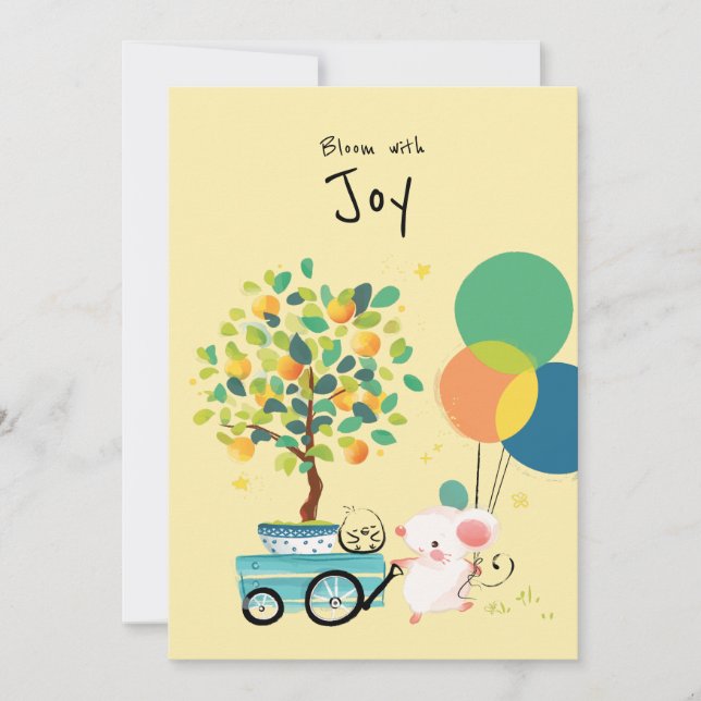 Tarjeta Festiva [Personalizado/ES] Feliz año nuevo con rata de rat (Anverso)