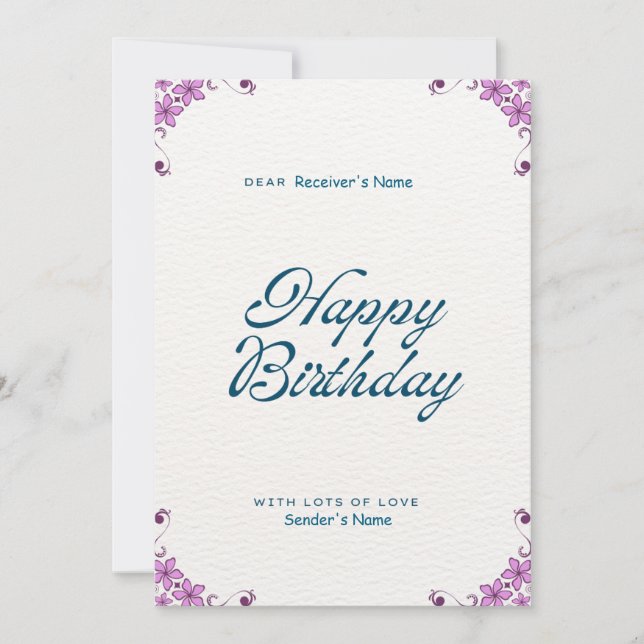 Tarjeta Festiva Personalizado Feliz Cumpleaños (Anverso)