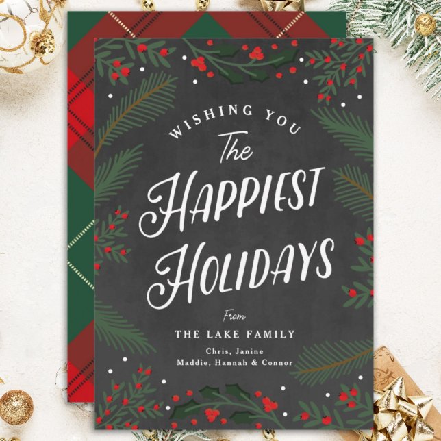 Tarjeta Festiva Personalizado Festividad, Verdor y Berries (Subido por el creador)