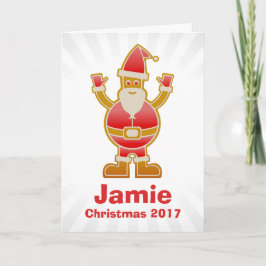 Tarjeta Festiva Personalizado festivo Santa Gingerbread Cookie Per