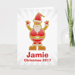 Tarjeta Festiva Personalizado festivo Santa Gingerbread Cookie Per