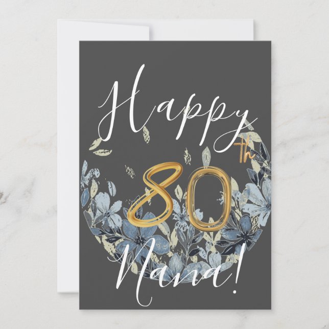 Tarjeta Festiva Personalizado Floral Happy 80th Birthday Card (Anverso)