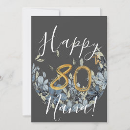 Tarjeta Festiva Personalizado Floral Happy 80th Birthday Card