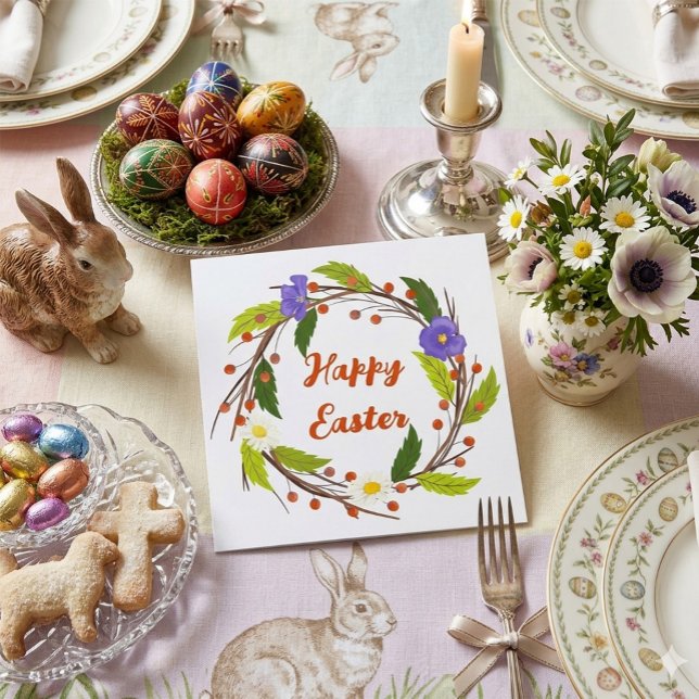 Tarjeta Festiva Personalizado Floral Wreath con felices saludos de (Subido por el creador)