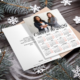 Tarjeta Festiva Personalizado Foto Calendario Mínimo 2026 Saludos 