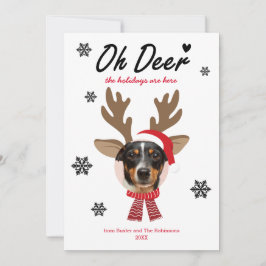 Tarjeta Festiva Personalizado foto de Navidades de renos en blanco