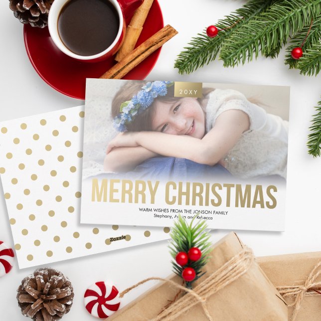 Tarjeta Festiva Personalizado Foto Elegante Oro Negrita Feliz Navi (Subido por el creador)