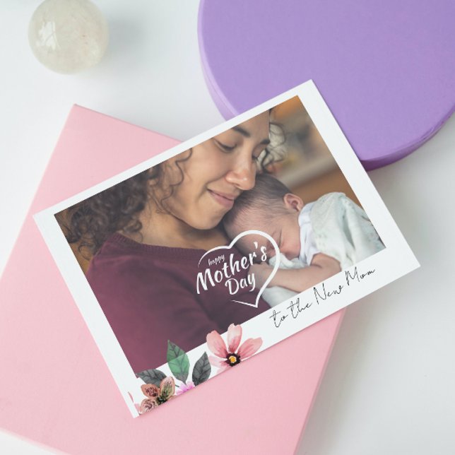 Tarjeta Festiva Personalizado Foto linda Primera Feliz Día de la M (Subido por el creador)