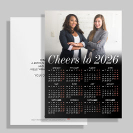 Tarjeta Festiva Personalizado Foto Mínimo Calendario Negro 2026 Em