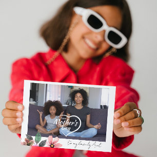 Tarjeta Festiva Personalizado Foto texto Floral Feliz Día de la Ma