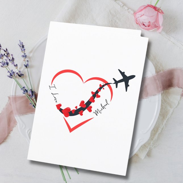 Tarjeta Festiva Personalizado fotográfico y de corazón del avión d (Subido por el creador)