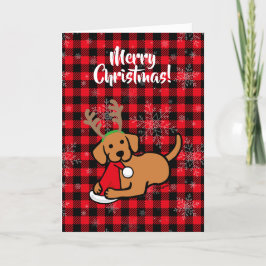 Tarjeta Festiva Personalizado Fox Red Labrador y Santa Navidades