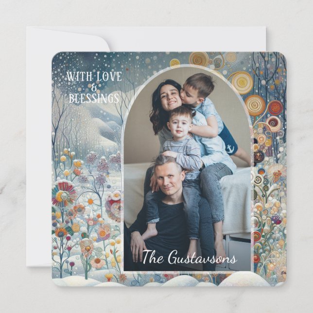 Tarjeta Festiva Personalizado Fun Colorous Abstract Snowflakes Flo (Anverso)