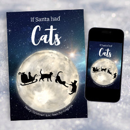 Tarjeta Festiva Personalizado Funny Black Cat Santa Navidades