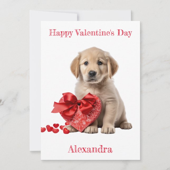 Tarjeta Festiva Personalizado Golden Retriever Heart Gift Valentin (Anverso)