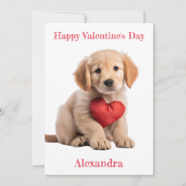 Tarjeta Festiva Personalizado Golden Retriever Puppy Heart Valenti
