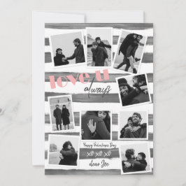 Tarjeta Festiva Personalizado gris retro 9 Fotos de parejas "te am