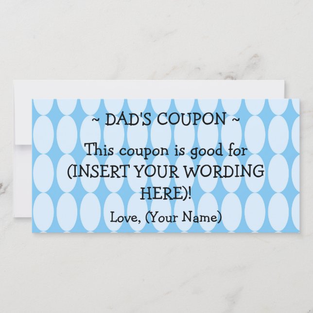 TARJETA FESTIVA PERSONALIZADO HANUKKAH GIFT COUPON PARA DAD (Anverso)