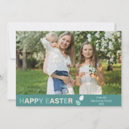Tarjeta Festiva personalizado "Happy Easter" Foto verde moderno pa