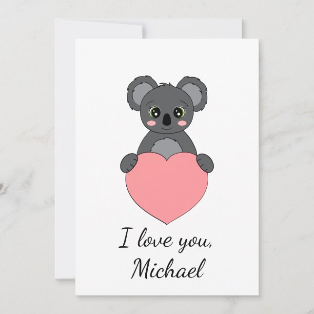 Tarjeta Festiva Personalizado koala enamorado de Valentine (Anverso)