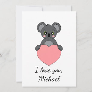 Tarjeta Festiva Personalizado koala enamorado de Valentine