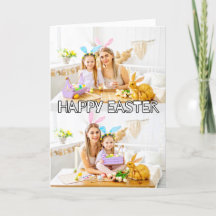 Personalizado lindo 2 fotos Familia Feliz Pascua