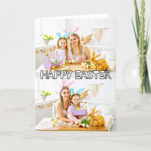 Tarjeta Festiva Personalizado lindo 2 fotos Familia Feliz Pascua