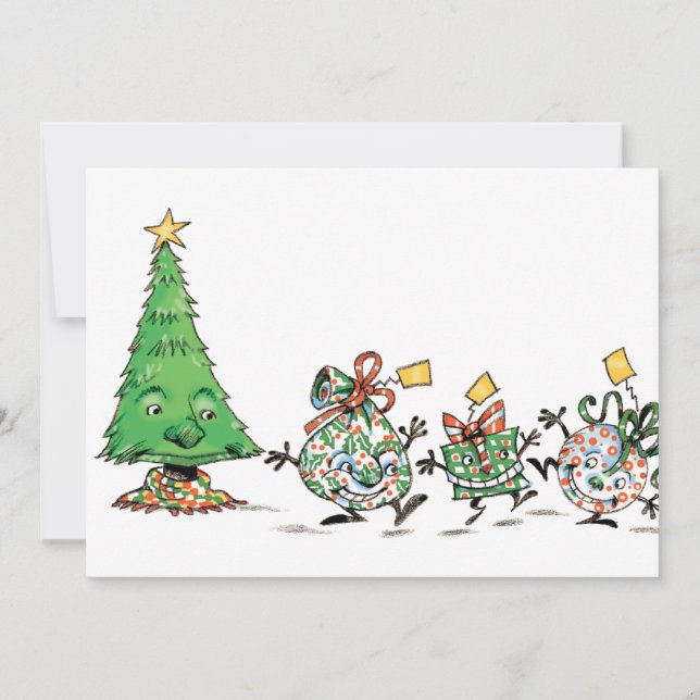 Tarjeta Festiva Personalizado lindo bailando regalos navideños y á (Anverso)