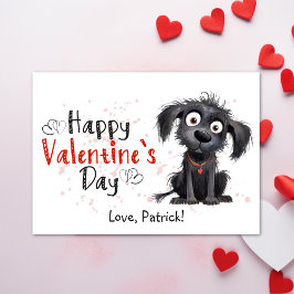 Tarjeta Festiva Personalizado lindo Black Puppy Feliz San Valentín