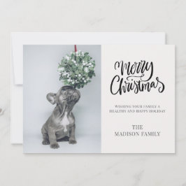 Tarjeta Festiva Personalizado lindo foto de perro Mistletoe Feliz 