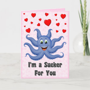 Tarjeta Festiva Personalizado lindo Octopus Hearts Funny Día de Sa