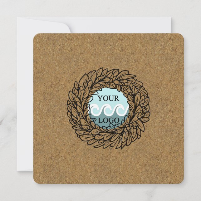 Tarjeta Festiva Personalizado logo negocios de madera (Anverso)