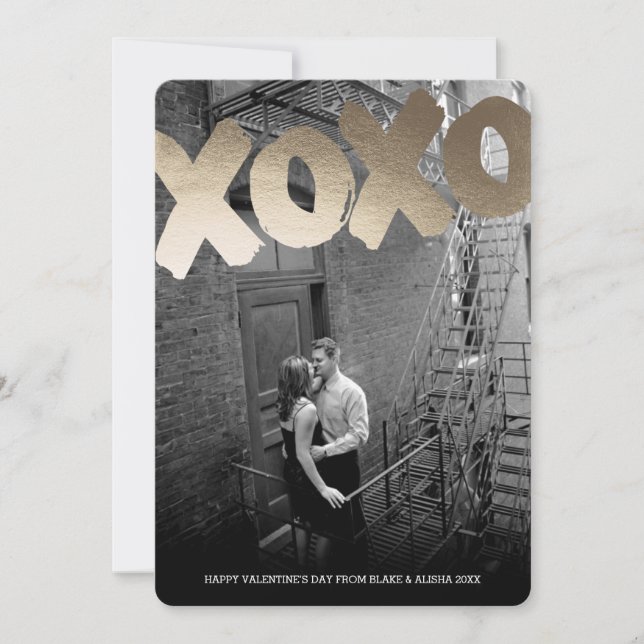Tarjeta Festiva Personalizado | Luxe XOXO Valentine (Anverso)