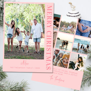 Tarjeta Festiva Personalizado Moderno 10 Fotos Familiares Minimali