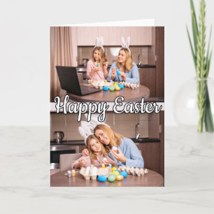 Tarjeta Festiva Personalizado moderno 2 fotos Familia Pascua