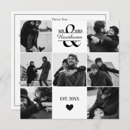 Tarjeta Festiva personalizado moderno 7 fotos de parejas con monog