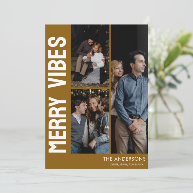 Tarjeta Festiva Personalizado moderno de moda 3 Vibes de moras de  (Anverso de pie)