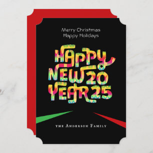 Tarjeta Festiva Personalizado Moderno Feliz Año Nuevo 2025 Colorid