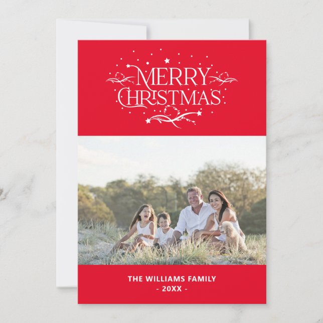 Tarjeta Festiva Personalizado moderno simple foto familia Feliz Na (Anverso)