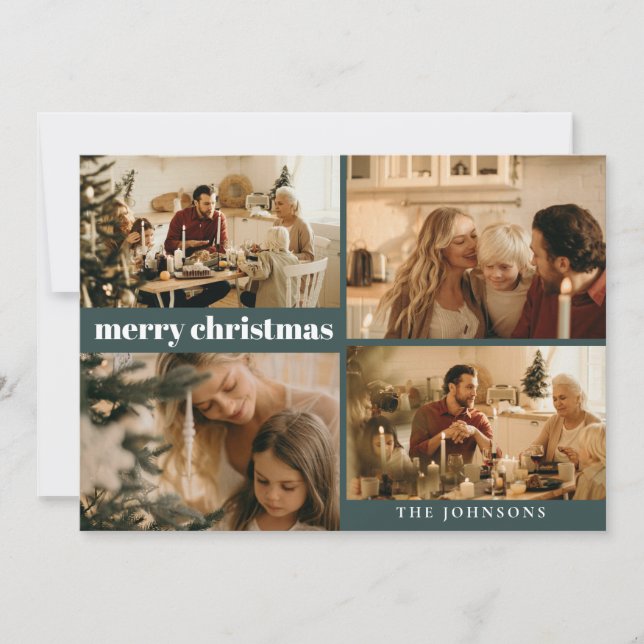 Tarjeta Festiva Personalizado moderno y elegante Navidades de foto (Anverso)